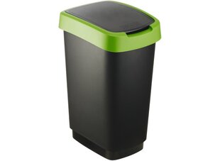 Ведро для мусора Rotho Swing Twist, 50L, черное ведро с зеленым декором цена и информация | Мусорные ведра | hansapost.ee