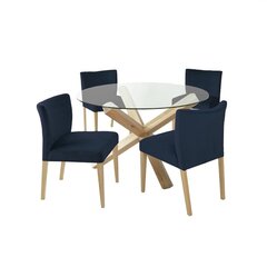 Обеденный набор TURIN с 4 стульями, темно-синий цена и информация | Комплекты мебели для столовой | hansapost.ee