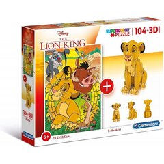 Набор пазлов Clementoni Король Лев (Lion King), 104 д. + 3D цена и информация | Пазлы | hansapost.ee