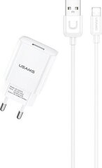 USAMS T21 USB 2A Travel Charger + Lightning Data Cable, White цена и информация | Зарядные устройства для телефонов | hansapost.ee