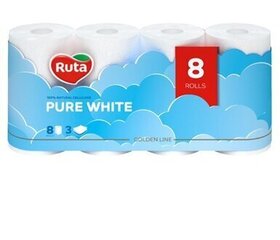 Туалетная бумага Ruta Pure White 8рул 3сл цена и информация | Туалетная бумага, бумажные полотенца | hansapost.ee