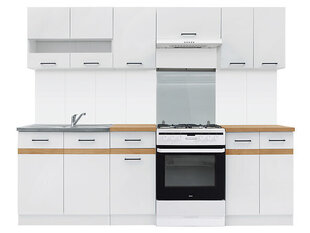 Набор кухонной мебели BRW Junona Line 240 с бытовой техникой, белый цвет цена и информация | Кухонные гарнитуры | hansapost.ee