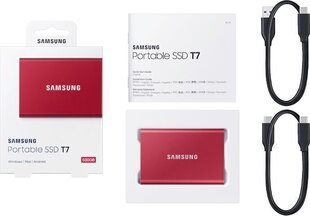 Samsung SSD T7 2TБ, Красный (MU-PC2T0R/WW) цена и информация | Жёсткие диски (SSD, HDD) | hansapost.ee