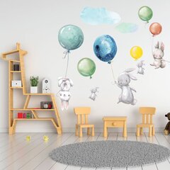 Интерьерная наклейка - Зайцы и красочные воздушные шары цена и информация | Декоративные наклейки | hansapost.ee